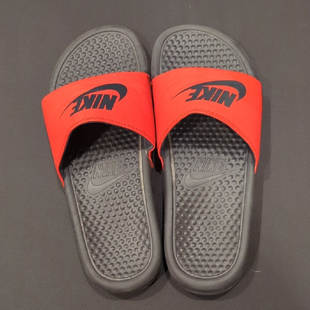 Nike Red and Black Comfort Slides